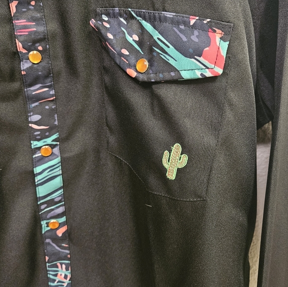 Black Vintage Style Pearl Snap Shirt - XL - Picture 4 of 6